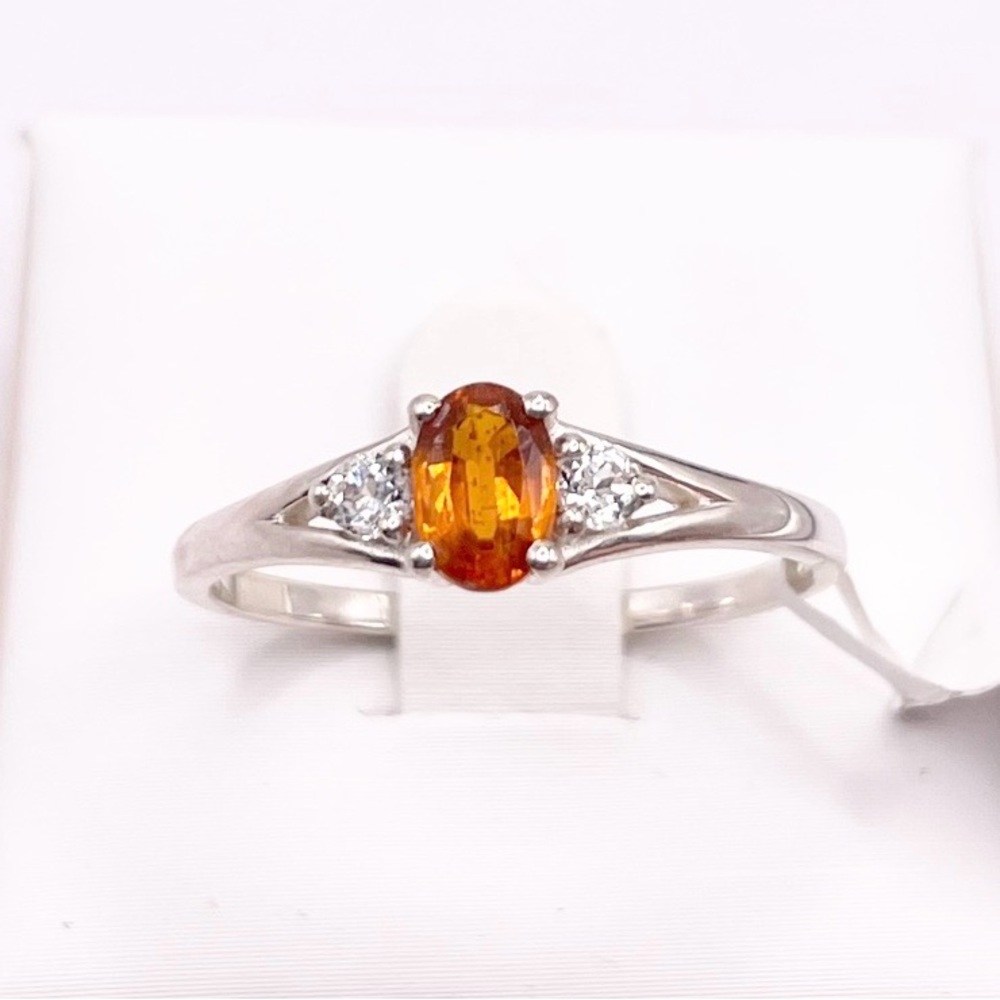 Size 8.5 Orange Kyanite 925 Sterling Silver Ring